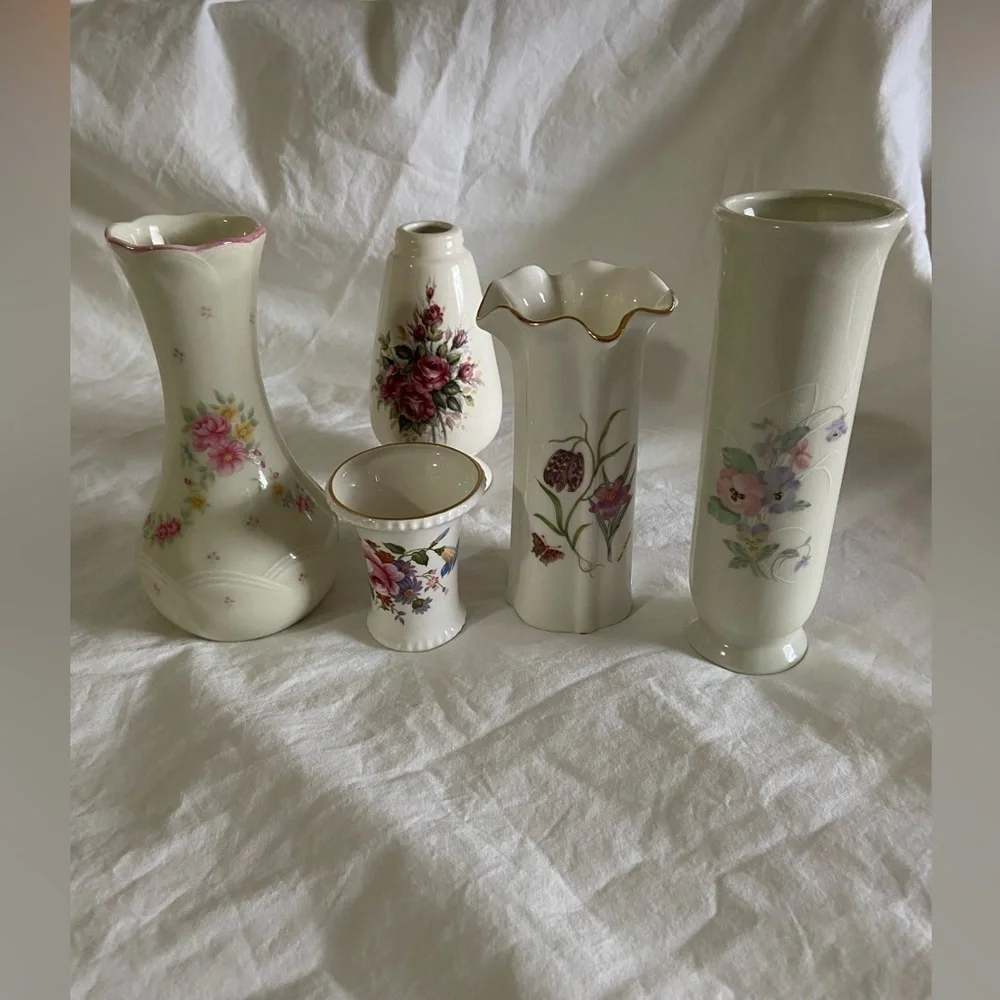 Five Vintage Floral Vases Bundle, Perfect Gifts, Just Ask To Be Split Please